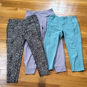 Apana & DSG Leggings Bundle (3 Pair) Size L – Animal Print, Aqua & Lavender –EUC
